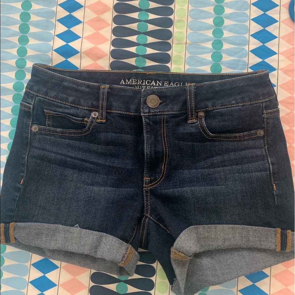 american eagle outfitters dark wash shorts!